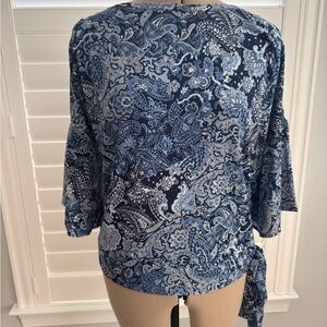 Michael Kors Navy and Light Blue Paisley Blouse